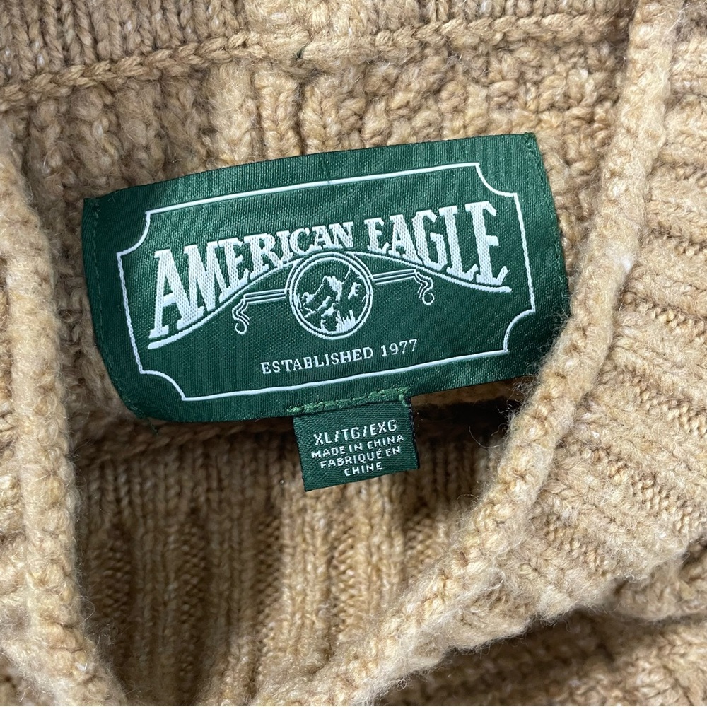 American Eagle Camel Brown Patchwork Cable Knit L… - image 8